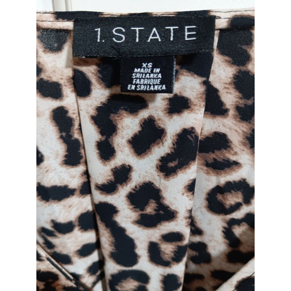 1. STATE RAWR!! Leopard Print Slight Puffy Sleave Soft V- Neck Blouse - Picture 6 of 7
